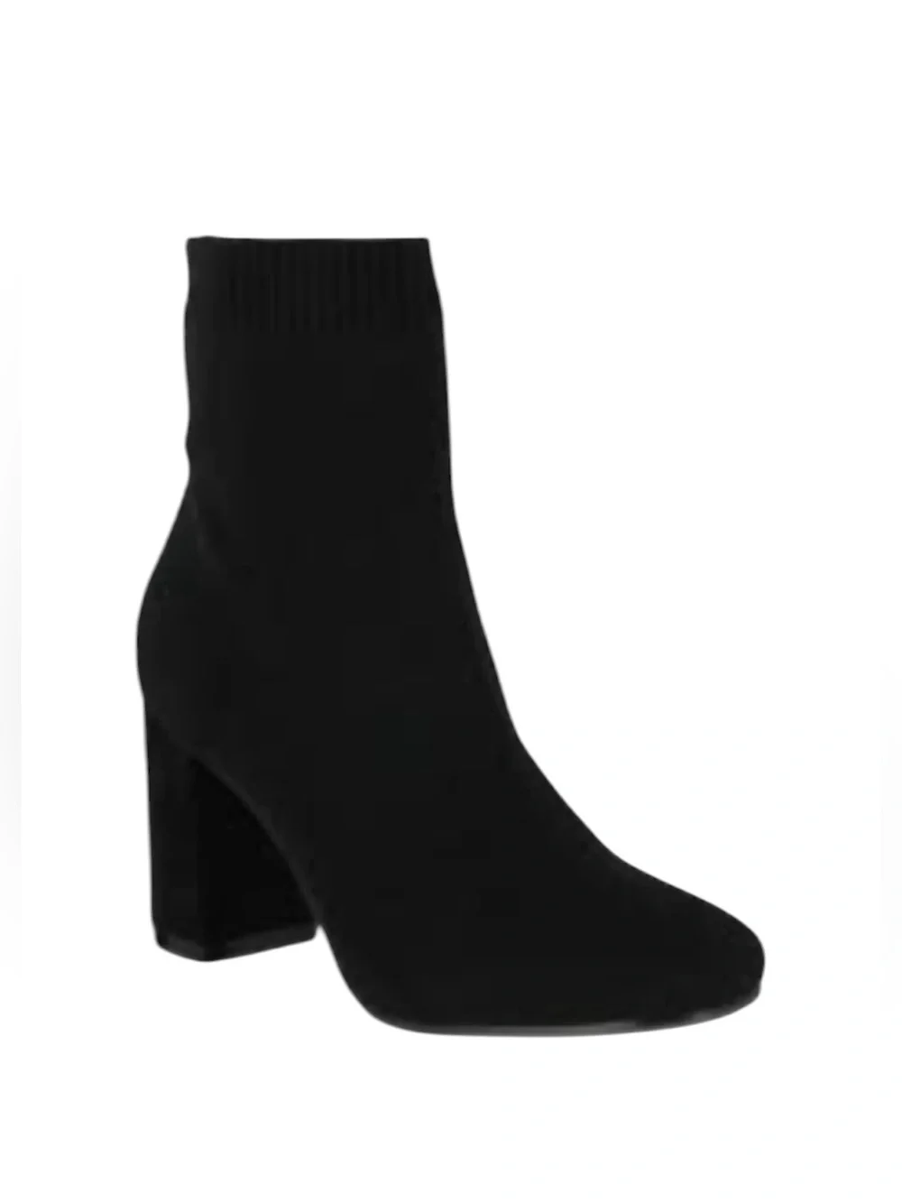 New in Box MIA Erika Black Stretch-Knit Sock Bootie Knit Ankle Bootie Block Heel